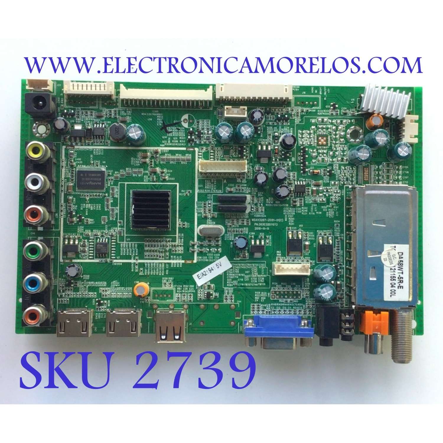 MAIN PARA TV WESTINGHOUSE / NUMERO DE PARTE 303C3207073 / MSAV3207-ZC01-01 / MTC236LEDC01F / 222-110607005 / MODELO LD-2480